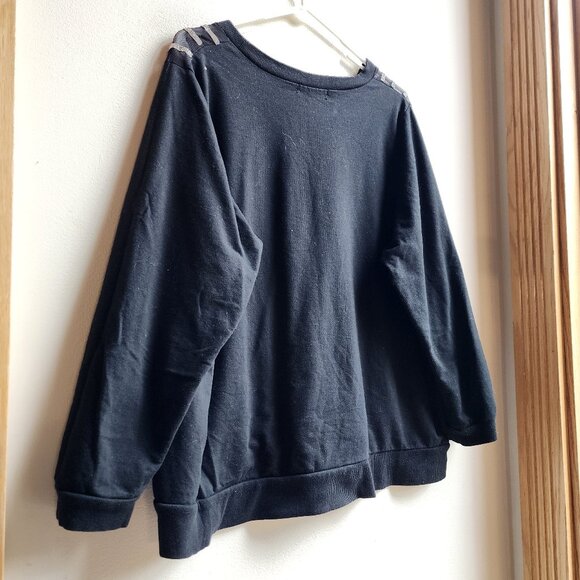 89th & Madison Black Jeweled Embellished Scoop Neck Sweatshirt Size 2X - Picture 12 of 16